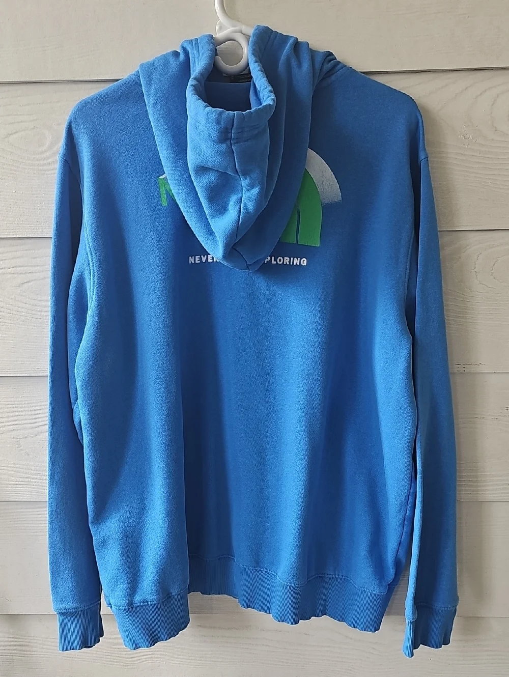 ​The North Face Never Stop Exploring Blue Hoodie Green Graphic Sweatshirt XL